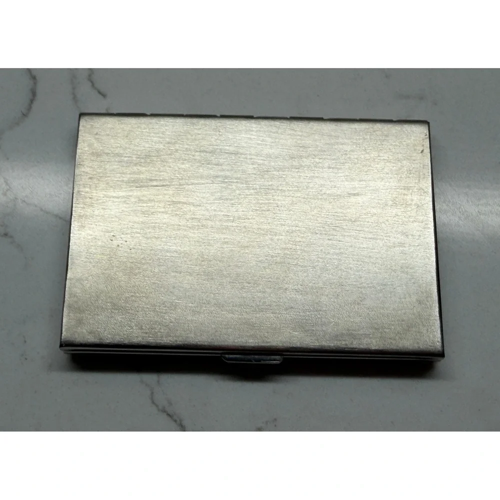 Neiman Marcus Vintage Silver Tone Butterfly‎ Logo  Double Compact Mirror